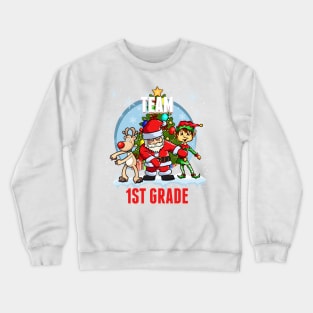 Team 1ST GRADE Santa Elf Reindeer Flossing Kids Christmas Crewneck Sweatshirt